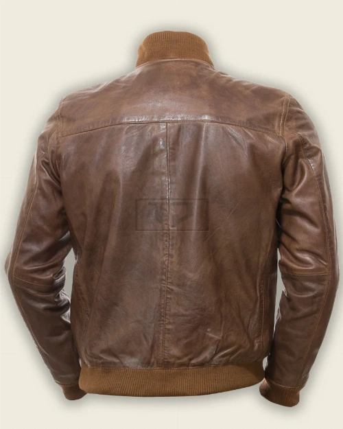 Men Tawny Brown Bomber Jacket - image 2