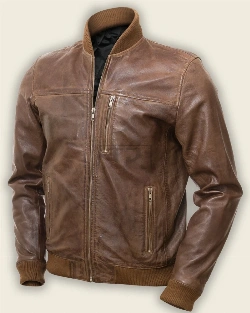 Men Tawny Brown Bomber Jacket - image 1