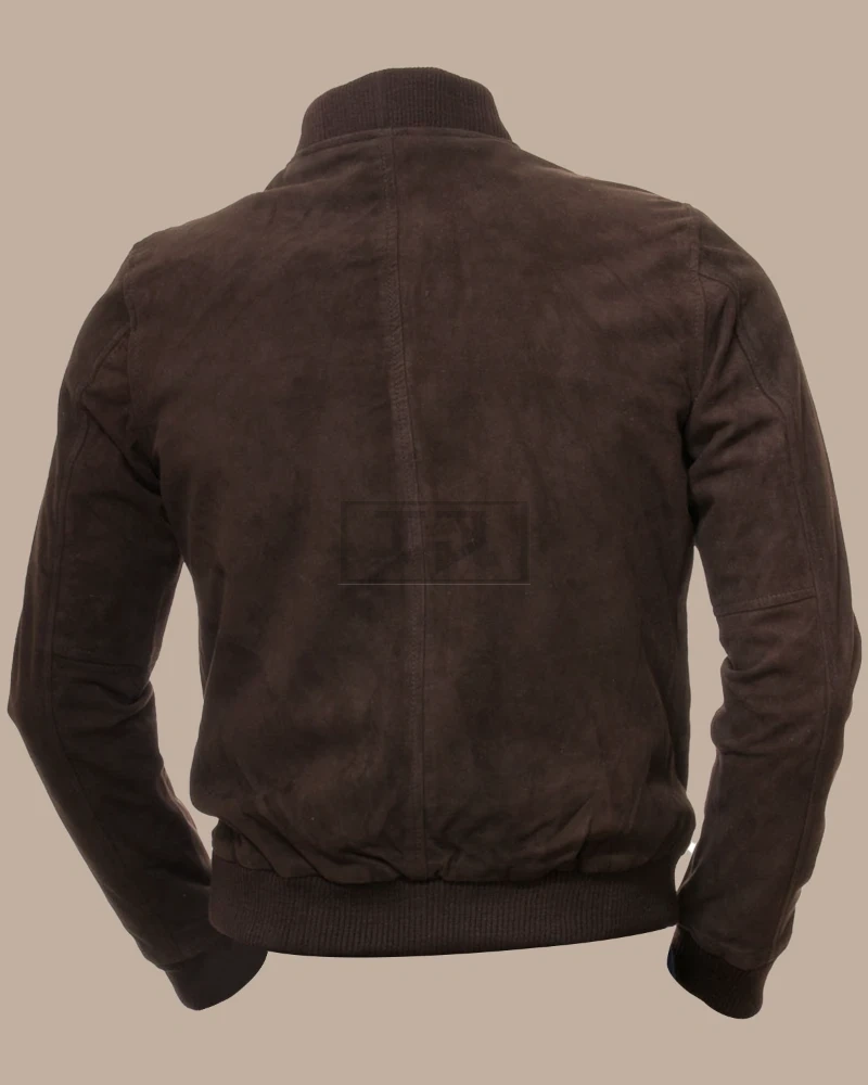 Men Brown Suede Bomber Jacket - image 2