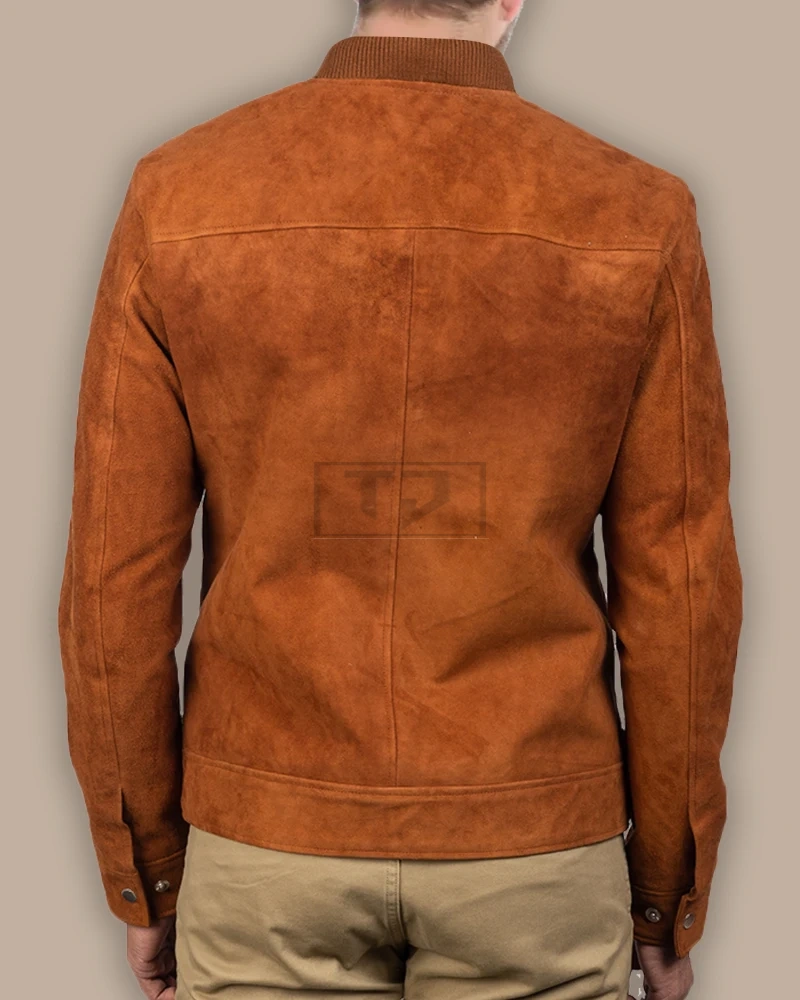 Men Brown Bomber Suede Jacket - image 2