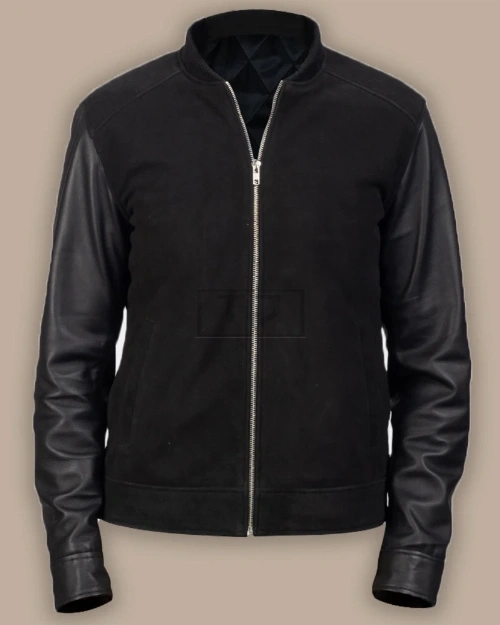 Men Jet Black Bomber Jacket - image 1