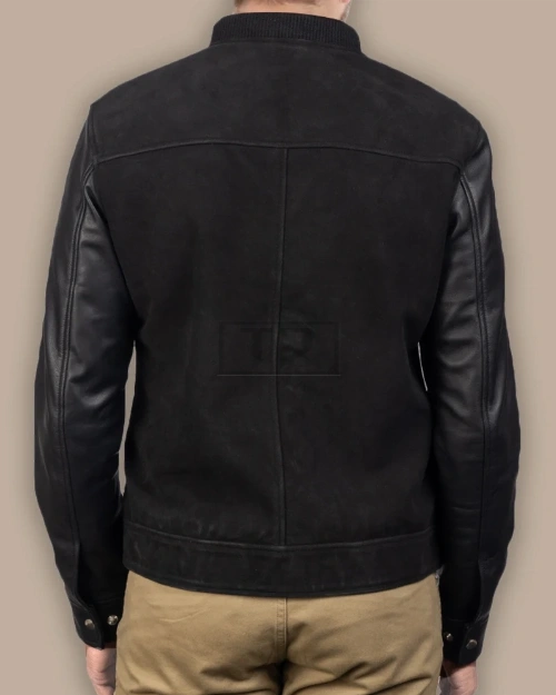 Men Jet Black Bomber Jacket - image 2