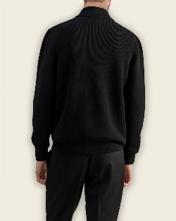 Men Pitch Black Suede Bomber Jacket - image 2