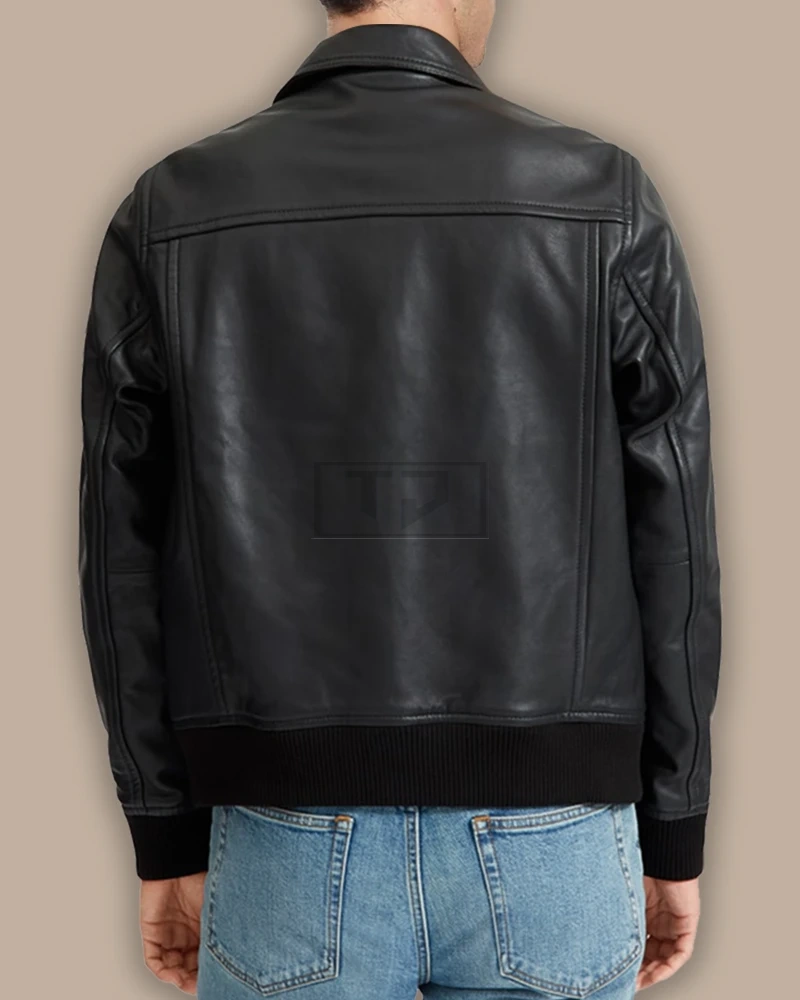 Men Biker Bomber Leather Jacket - image 2