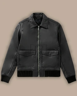 Men Biker Bomber Leather Jacket - image 1