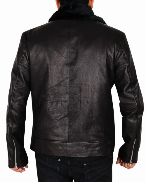 Men Motorcycle Bomber Fur Jacket - image 2