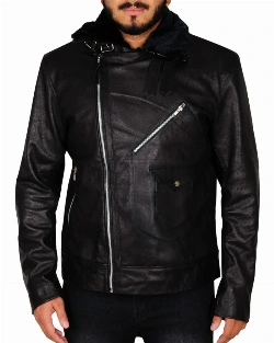 Men Motorcycle Bomber Fur Jacket - image 1