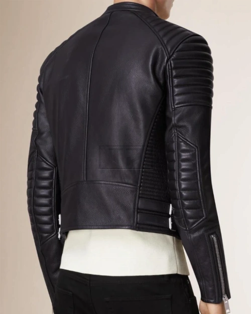 Men Padded Biker Leather Jacket - image 2