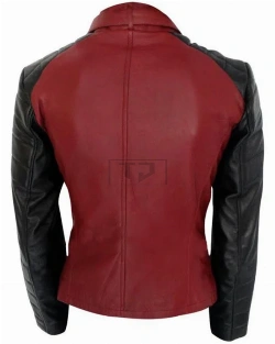 Women Red & Black Leather Jacket - image 2