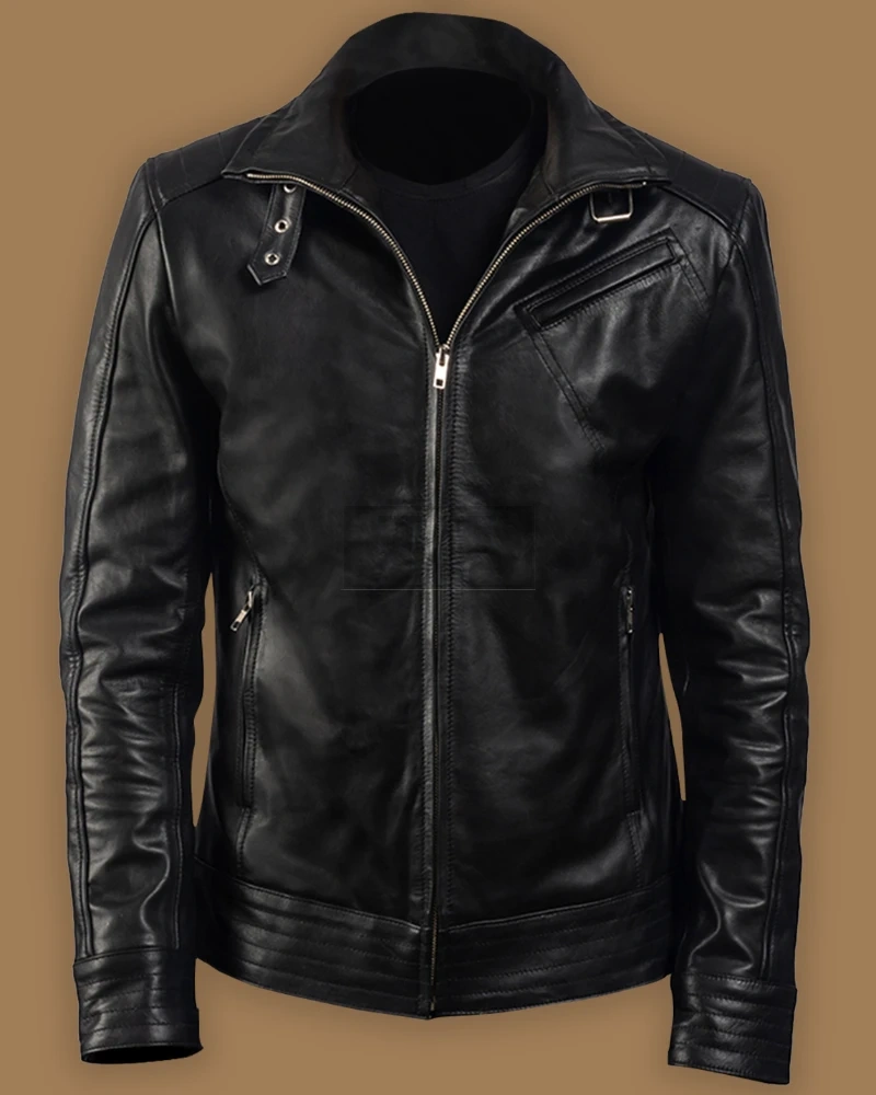 Men's Pitch Black Leather Jacket - image 1