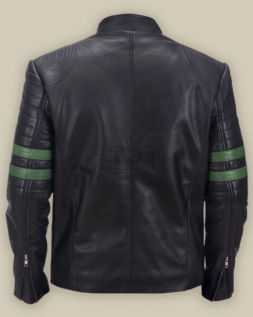 Men Black Trooper Leather Jacket - image 2