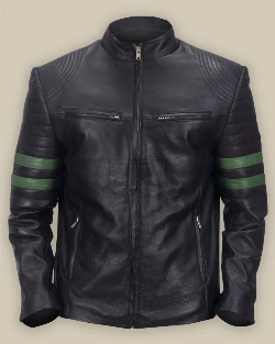 Men Black Trooper Leather Jacket - image 1