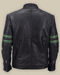 Men Black Trooper Leather Jacket - image 2