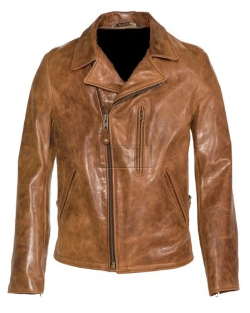 Men Brown Brando Leather Jacket - image 1