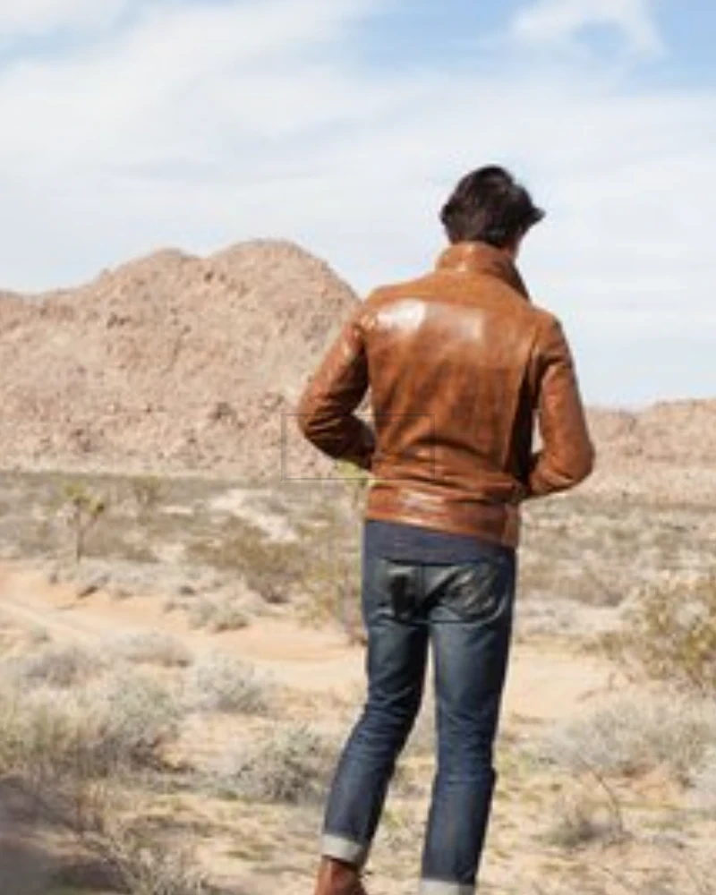 Men Brown Brando Leather Jacket - image 2