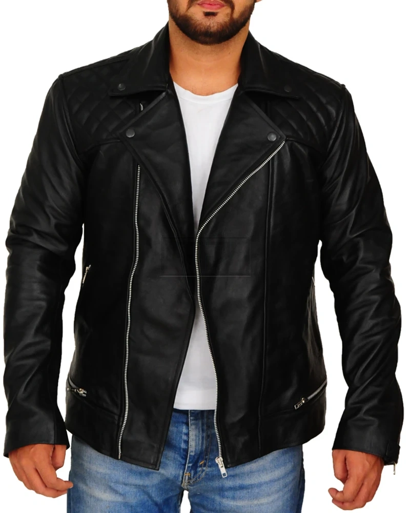 Men's Black Brando Leather Jacket - image 1