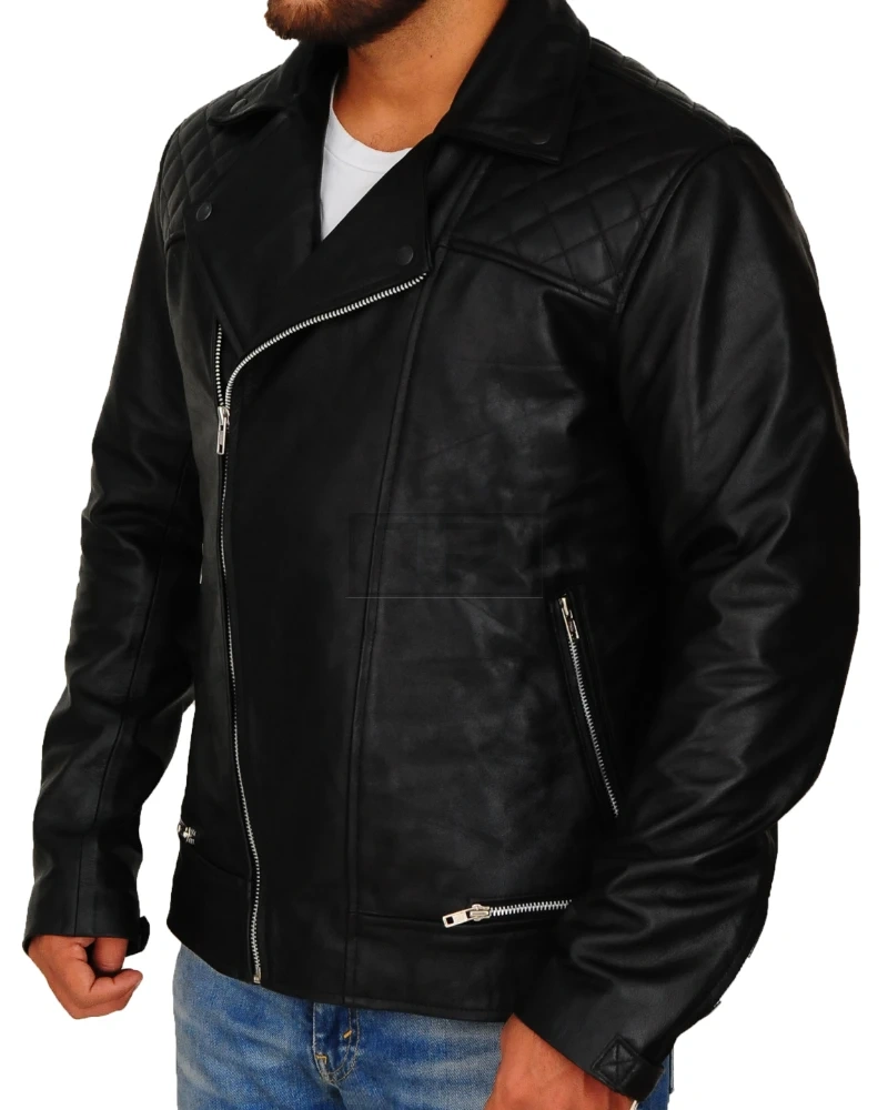 Men's Black Brando Leather Jacket - image 4