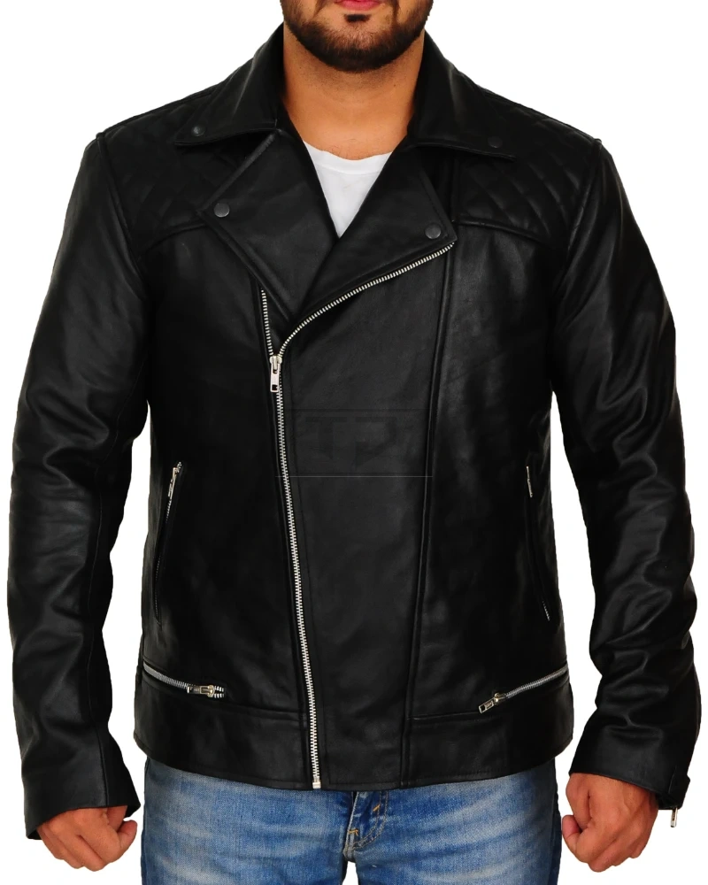 Men's Black Brando Leather Jacket - image 5