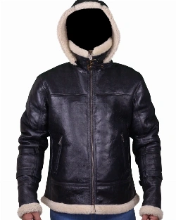 Men Black B3 Bomber Aviator Shearling Leather Jacket - image 6