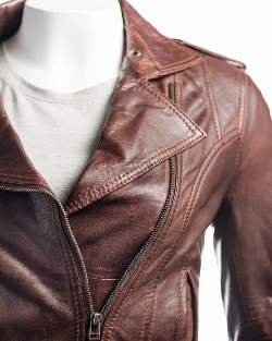 Pecan Brown Biker Jacket - image 4