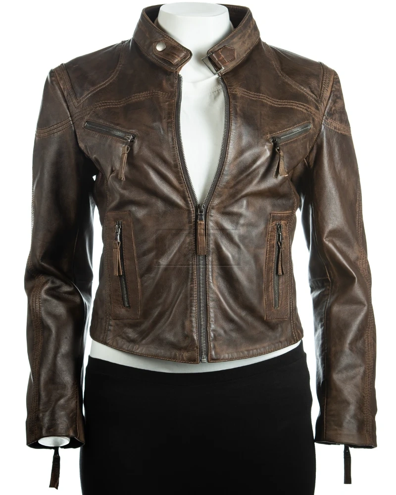 Antique Brown Leather Jacket - image 1