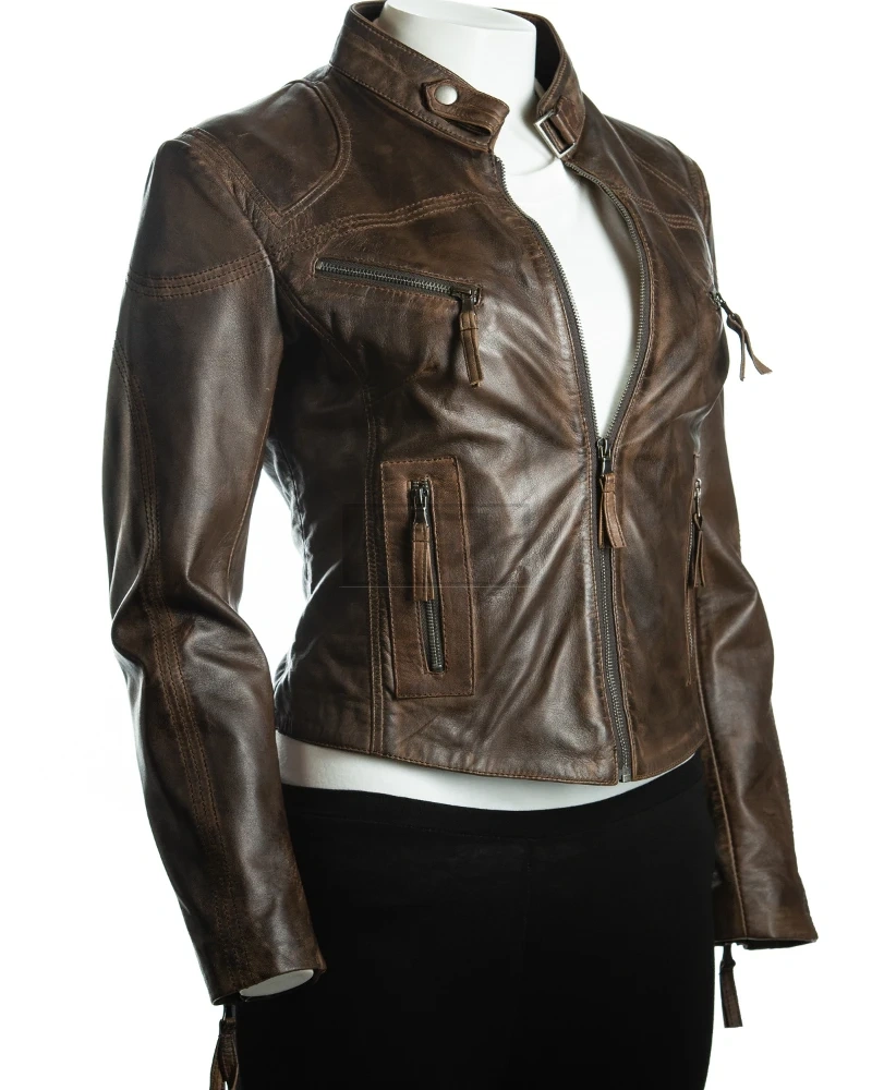 Antique Brown Leather Jacket - image 3