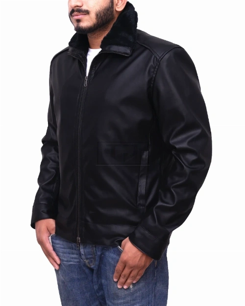 Black Jacket With Black Fur Collar - image 4