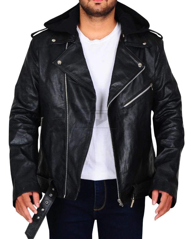 Black Brando Men Leather Jacket - image 1