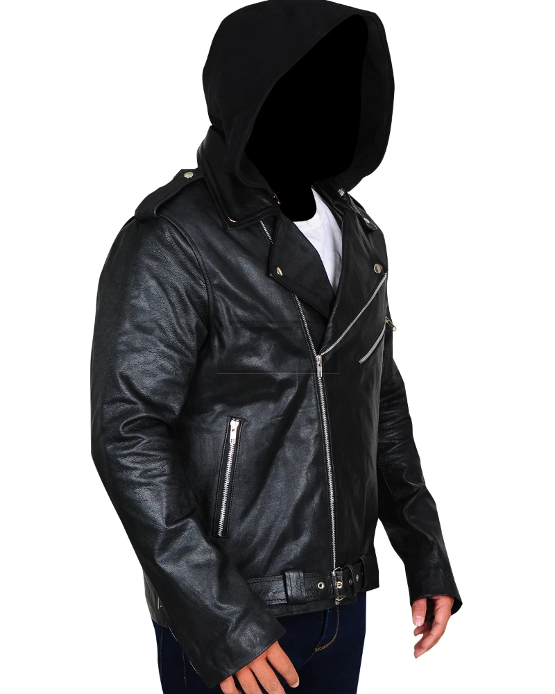 Black Brando Men Leather Jacket - image 3