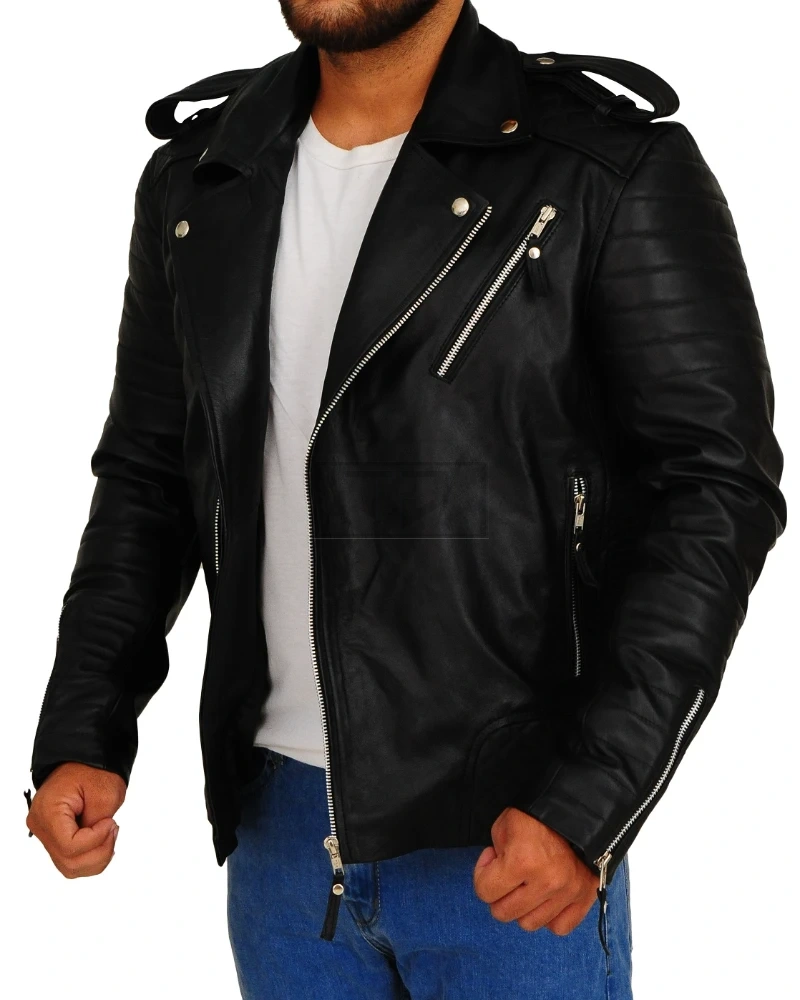 Men Moto Leather Jacket - image 4