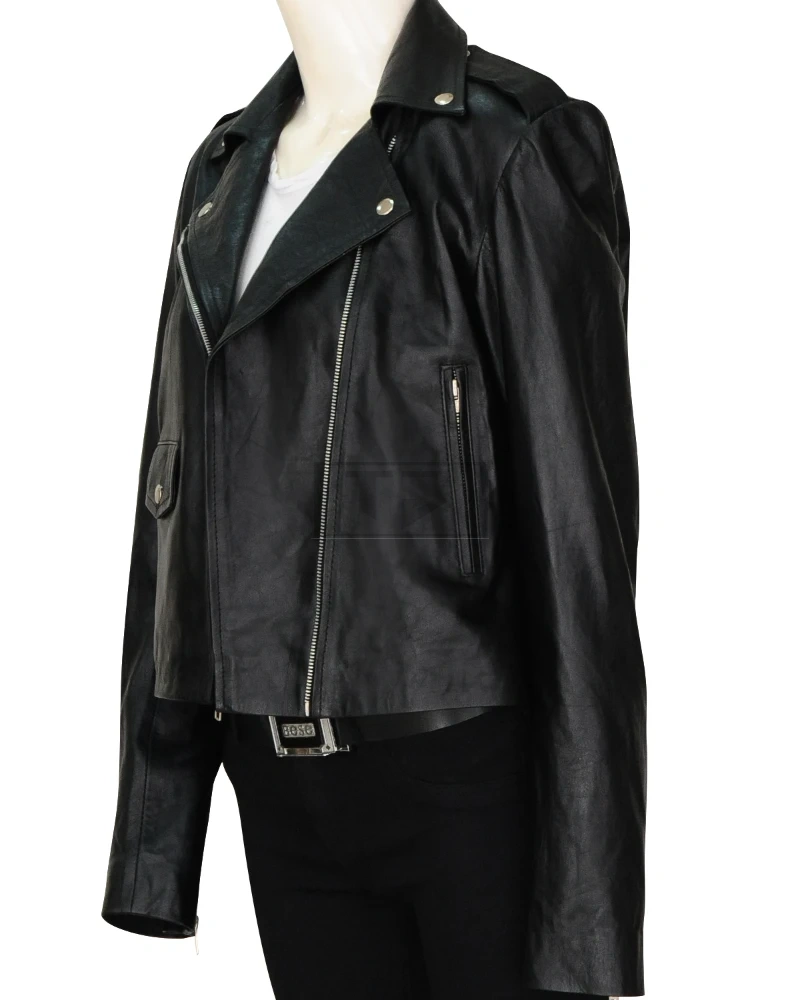 Black Biker Leather Jacket Women - image 4