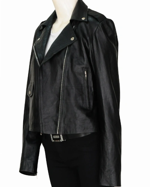 Black Biker Leather Jacket Women - image 4