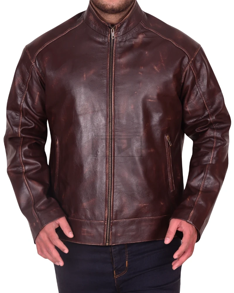 Distressed Brown Slim-fit Jacket - image 1