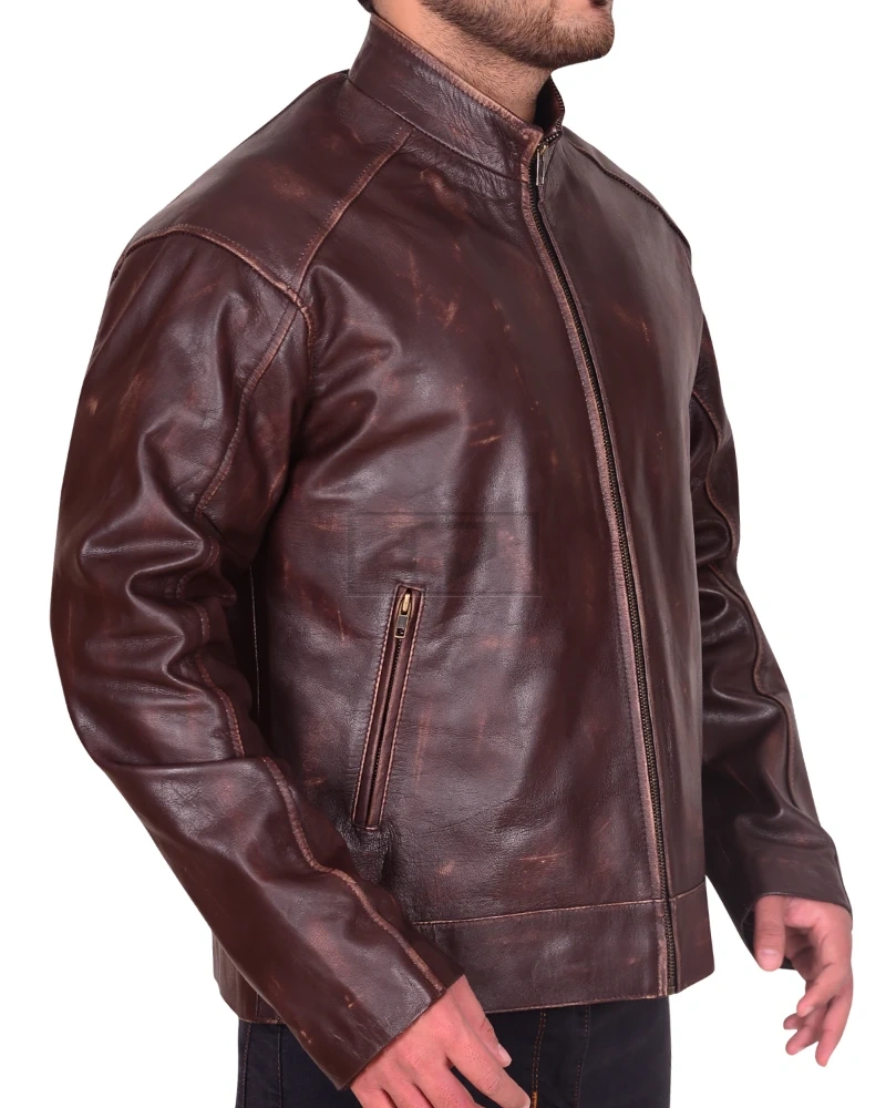 Distressed Brown Slim-fit Jacket - image 3