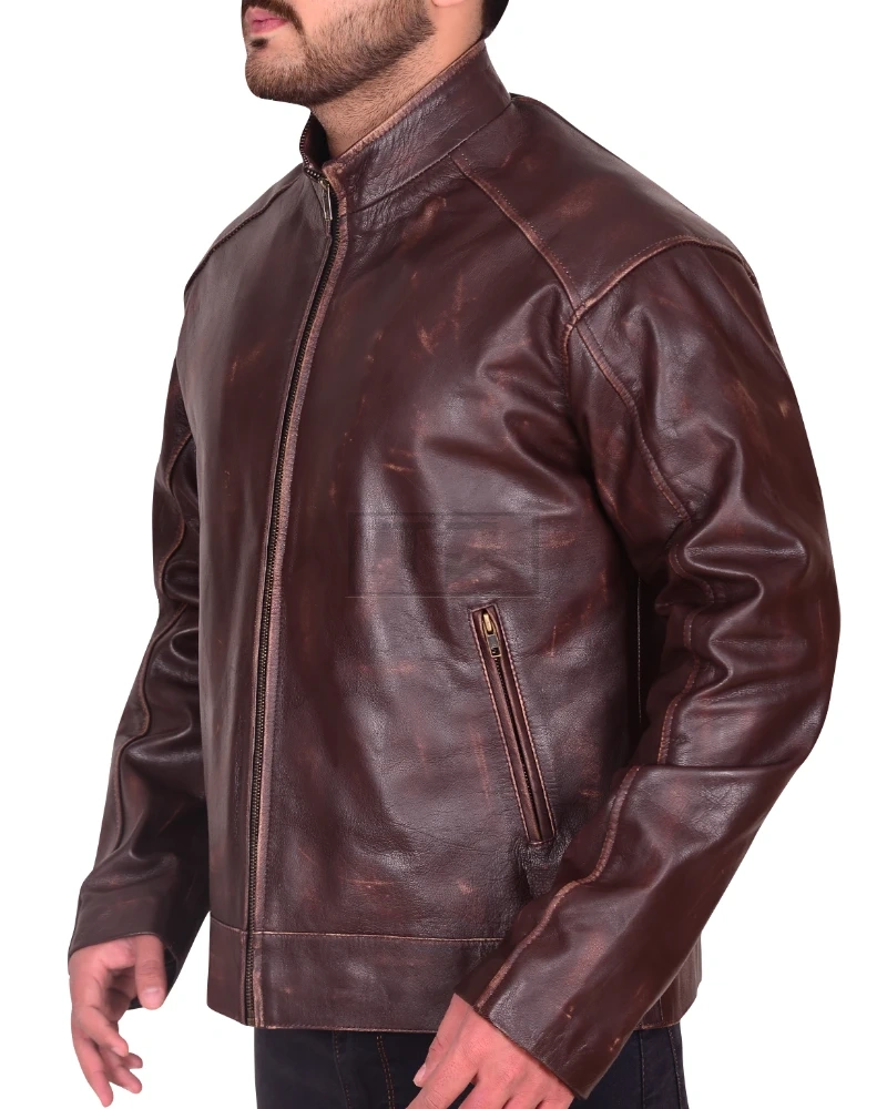 Distressed Brown Slim-fit Jacket - image 4