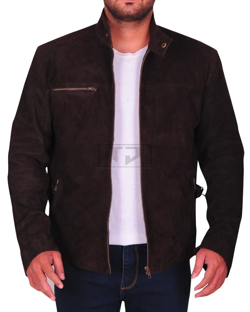 Dark Brown Suede Leather Jacket - image 1