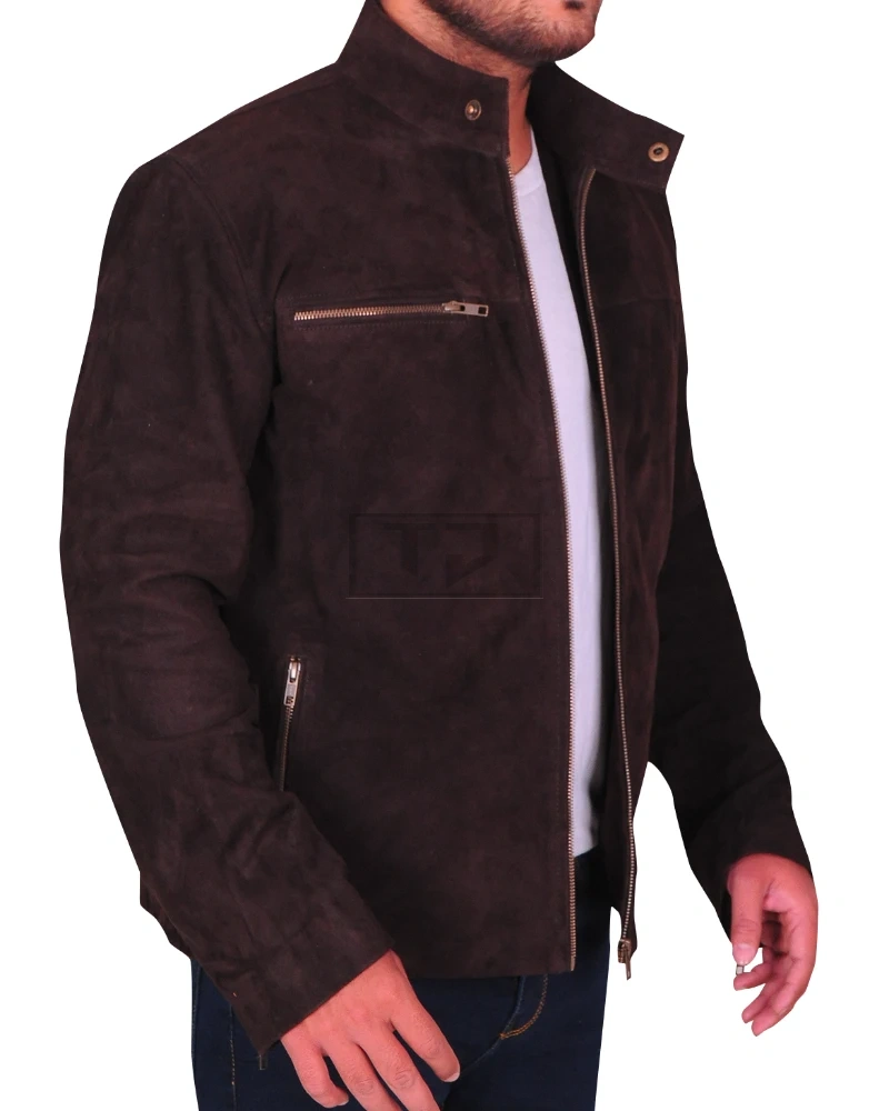 Dark Brown Suede Leather Jacket - image 3