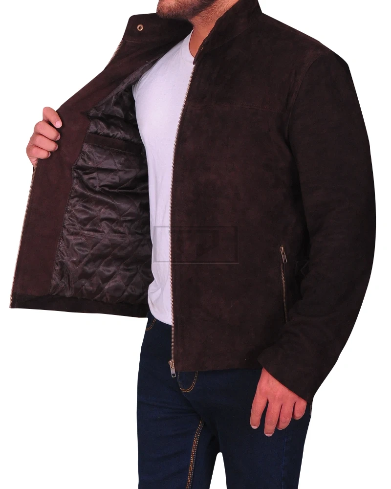 Dark Brown Suede Leather Jacket - image 4