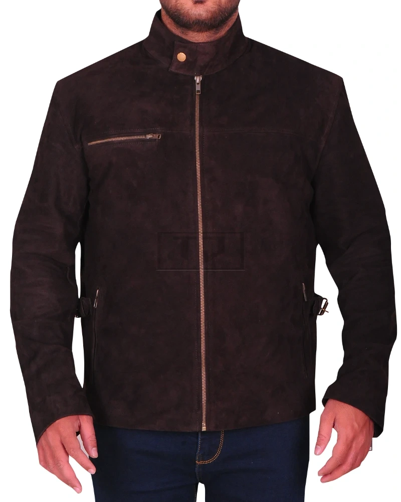 Dark Brown Suede Leather Jacket - image 5