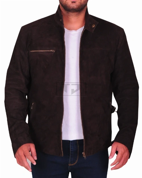 Dark Brown Suede Leather Jacket - image 1