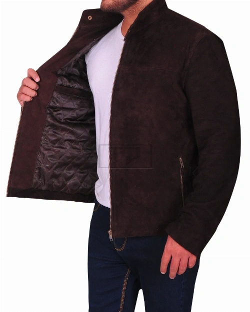 Dark Brown Suede Leather Jacket - image 4