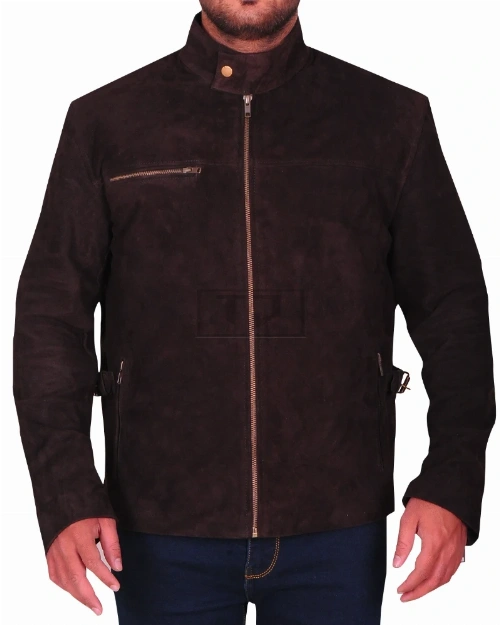 Dark Brown Suede Leather Jacket - image 5