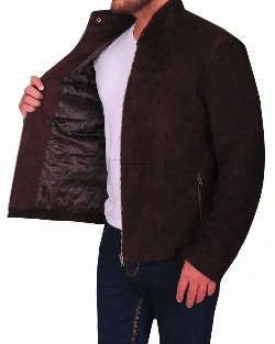 Dark Brown Suede Leather Jacket - image 4