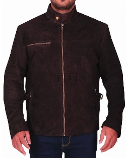Dark Brown Suede Leather Jacket - image 5