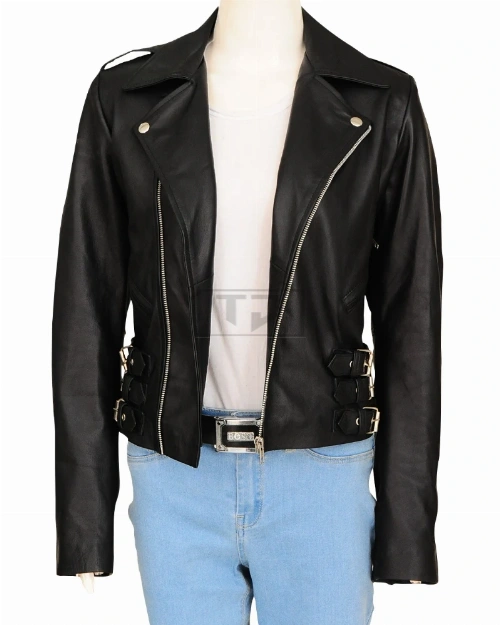 Women Black Biker Jacket - image 1