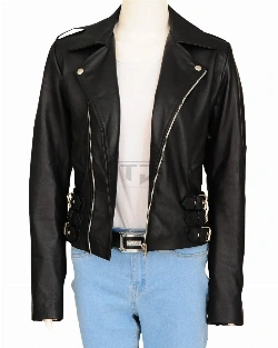 Women Black Biker Jacket - image 1