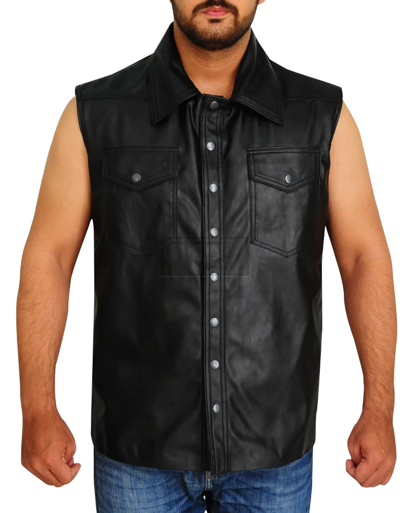 Undertaker Motorcycle Leather Vest - image 1