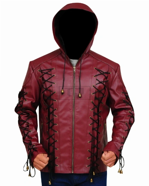 Stylish Maroon Leather Jacket - Image 6