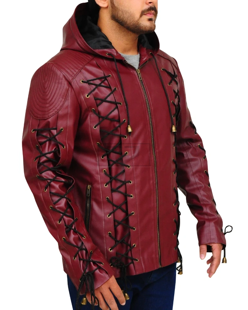 Stylish Maroon Leather Jacket - image 3