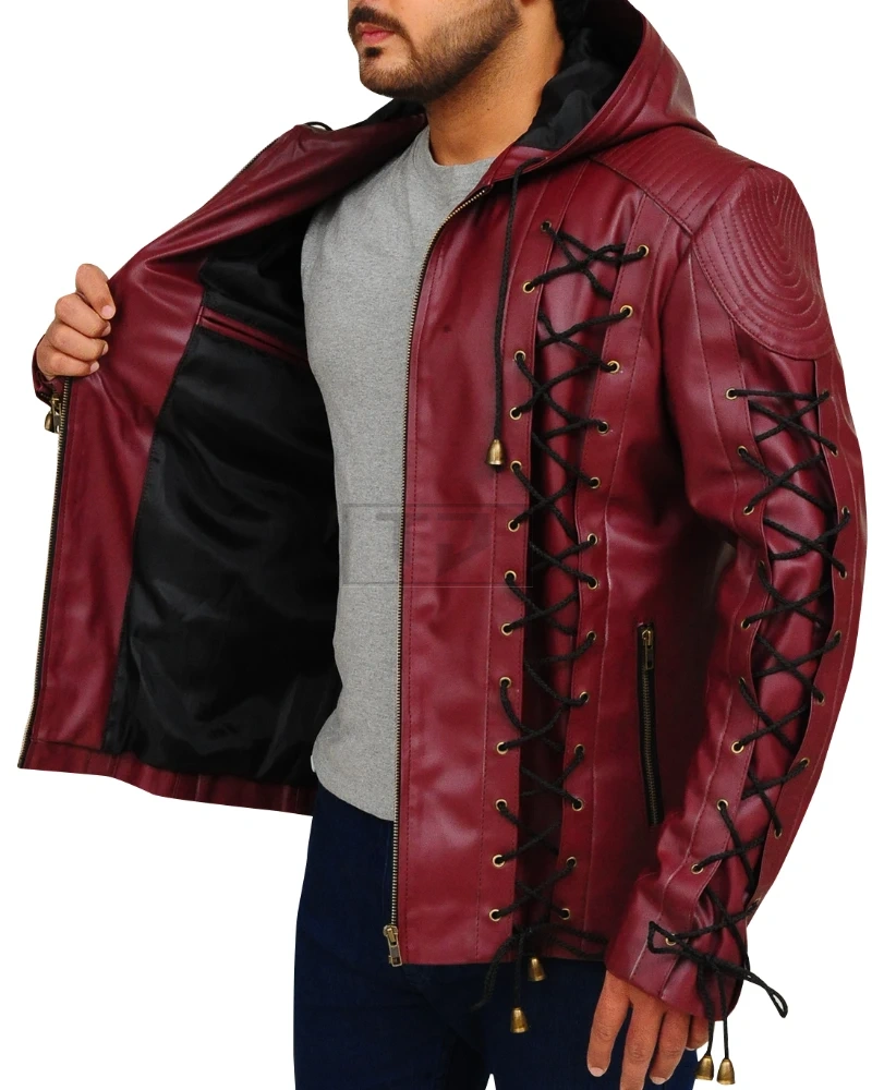 Stylish Maroon Leather Jacket - image 4